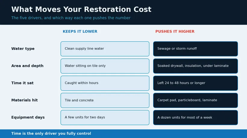 Chart of what moves water damage restoration cost